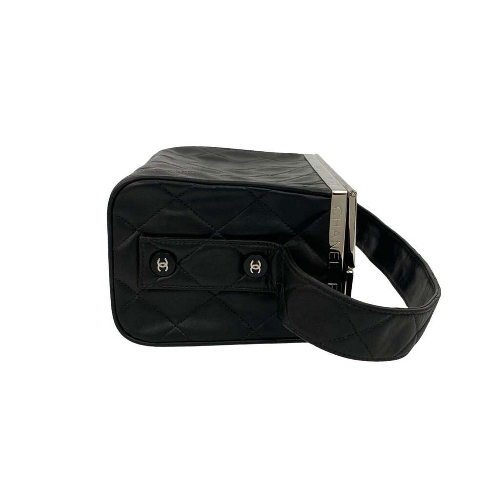 CHANEL Black Lambskin Leather Logo Vanity Bag - Picture 6 of 10